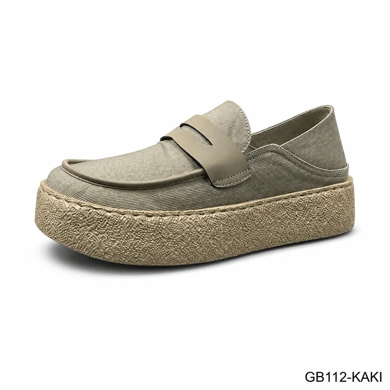 GB112 - Giày lười nam vải dệt kim đế dày thời trang đi thường ngày màu Kaki Đen