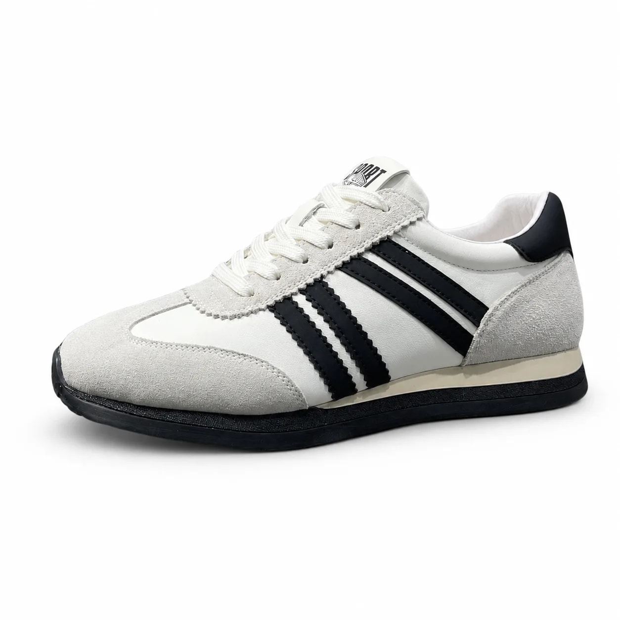 GB31 - Giày thể thao nam da thật kiểu dad shoes, đế bằng, thoáng khí, phối màu trắng đen kaki