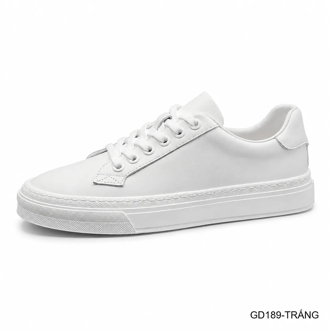 GD189 - Giày thể thao nam da thật kiểu dáng châu Âu, phối màu trắng đen sang trọng, đế thấp êm ái